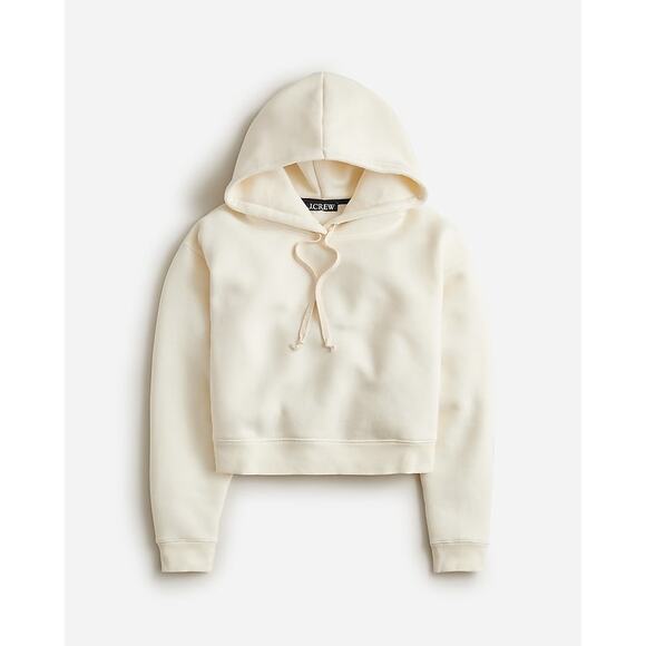 J.Crew Heritage Fleece Cropped Ivory Pullover Hoodie Size Small - Picture 1 of 9